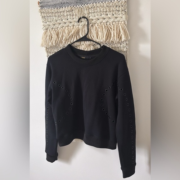 MAJE Studded Eyelet Pullover Thick Sweatshirt Long Sleeve Crewneck - Picture 2 of 6